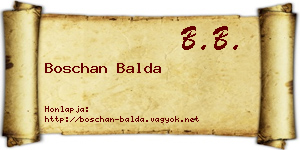 Boschan Balda névjegykártya